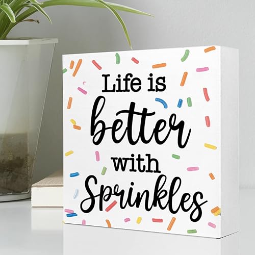 Miniatura 3 de Letrero de madera inspirador con diseño de Life with Sprinkles, decoración de escritorio rústica de verano para decoración de escritorio para el