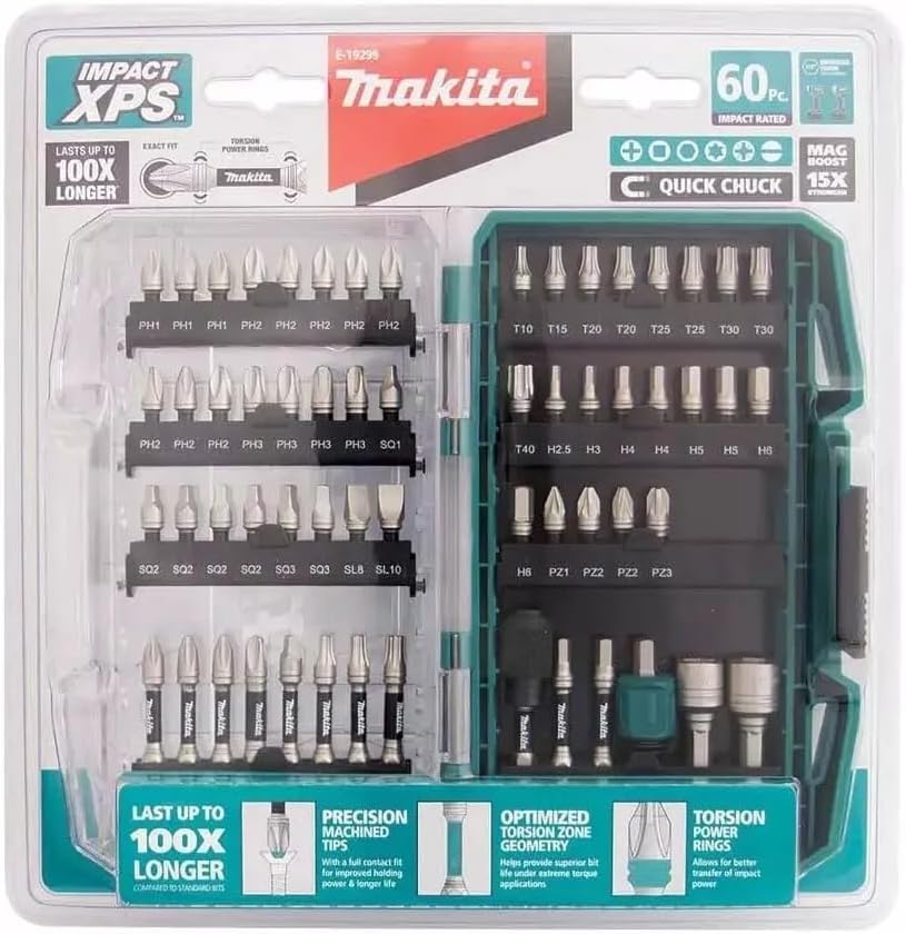 Makita Impact XPS Bit with Quick Chuck Bit Holder (60 Pieces Set)