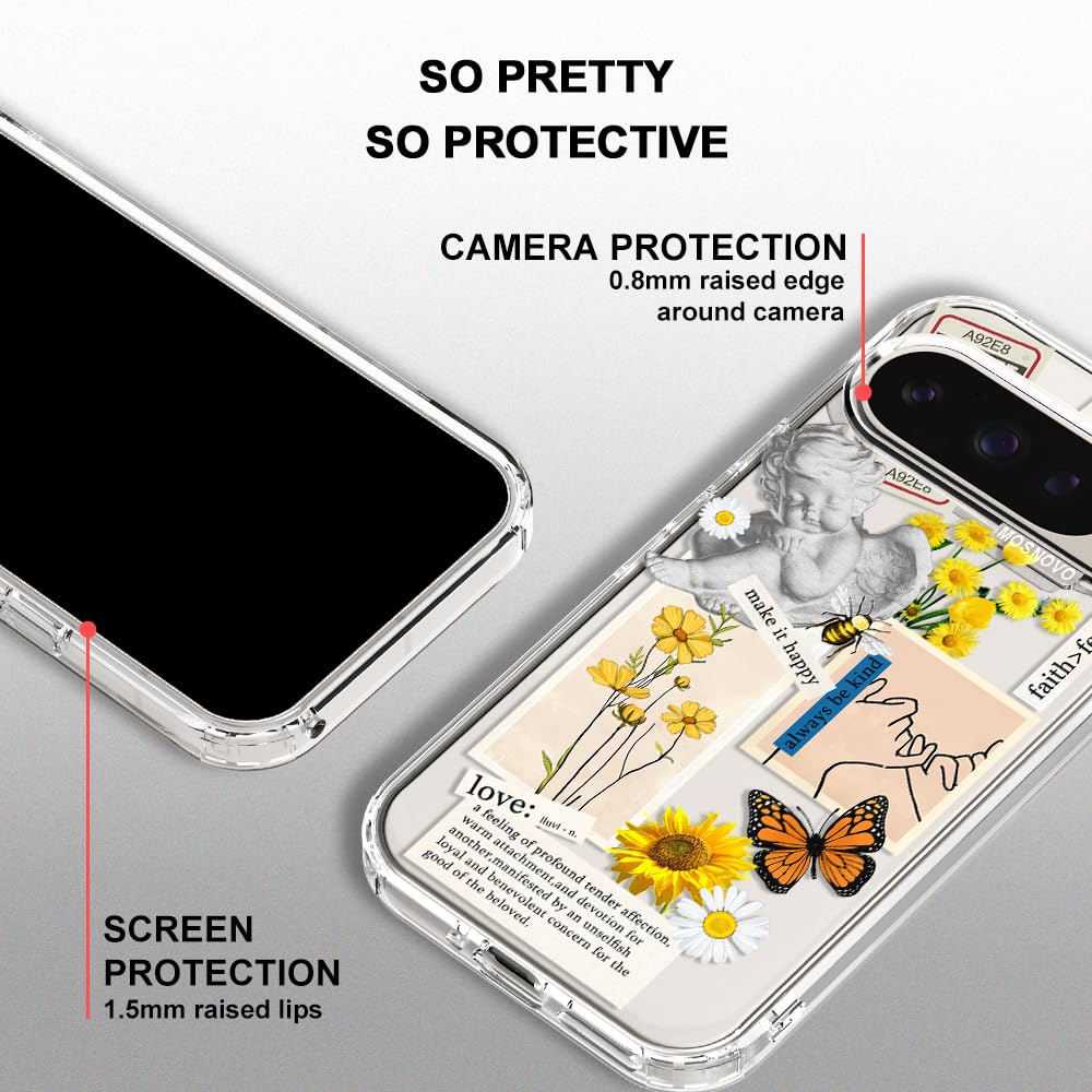 MOSNOVO Case for Google Pixel 10 & Pixel 10 Pro, [Buffertech 6.6ft Military-Grade Drop Protection] [Anti Peel Off Tech] Clear TPU Bumper Phone Case Cover Design - Cute Cherry — view 618