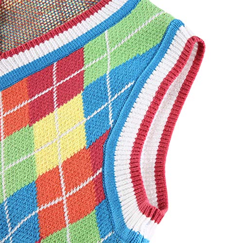 Gilet da donna con scollo a V, stile Argyle a