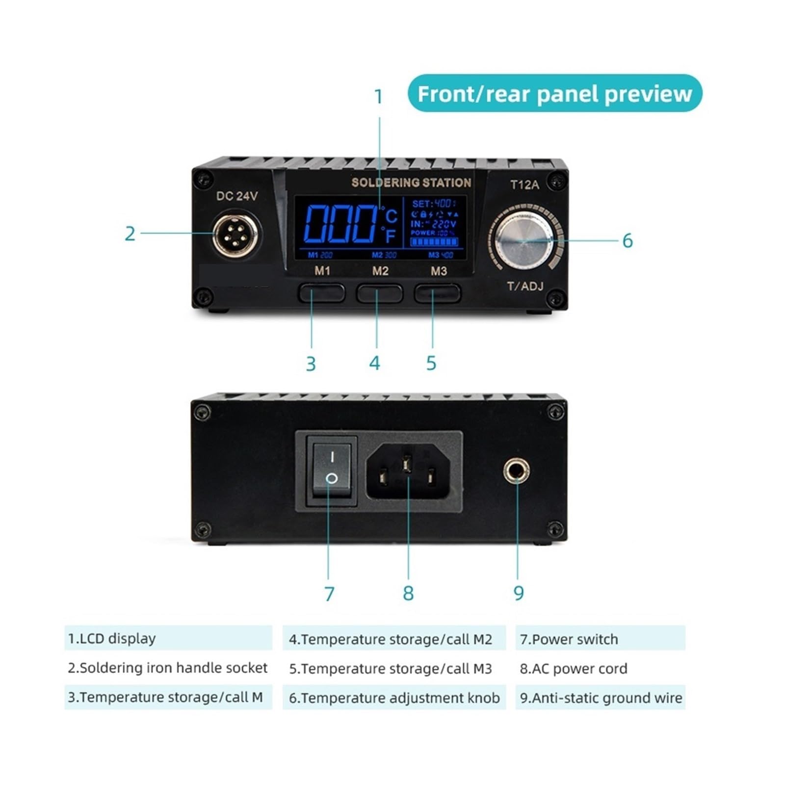 Stazione saldante Stazione Di Saldatura T12 74W Riscaldamento Rapido Display Digitale LCD Temperatura Del Saldatore Elettrico Regolabile Con Punta Sicurezza con grande valore