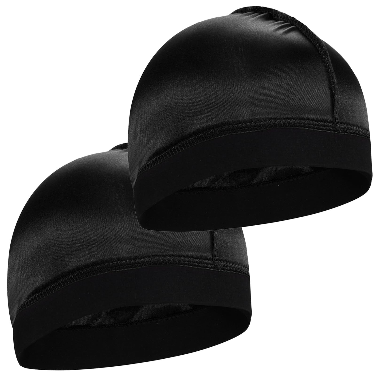 2PCS Silky Stocking Wave Cap for Men, Good Compression Over Durag （Thick Hair Style）