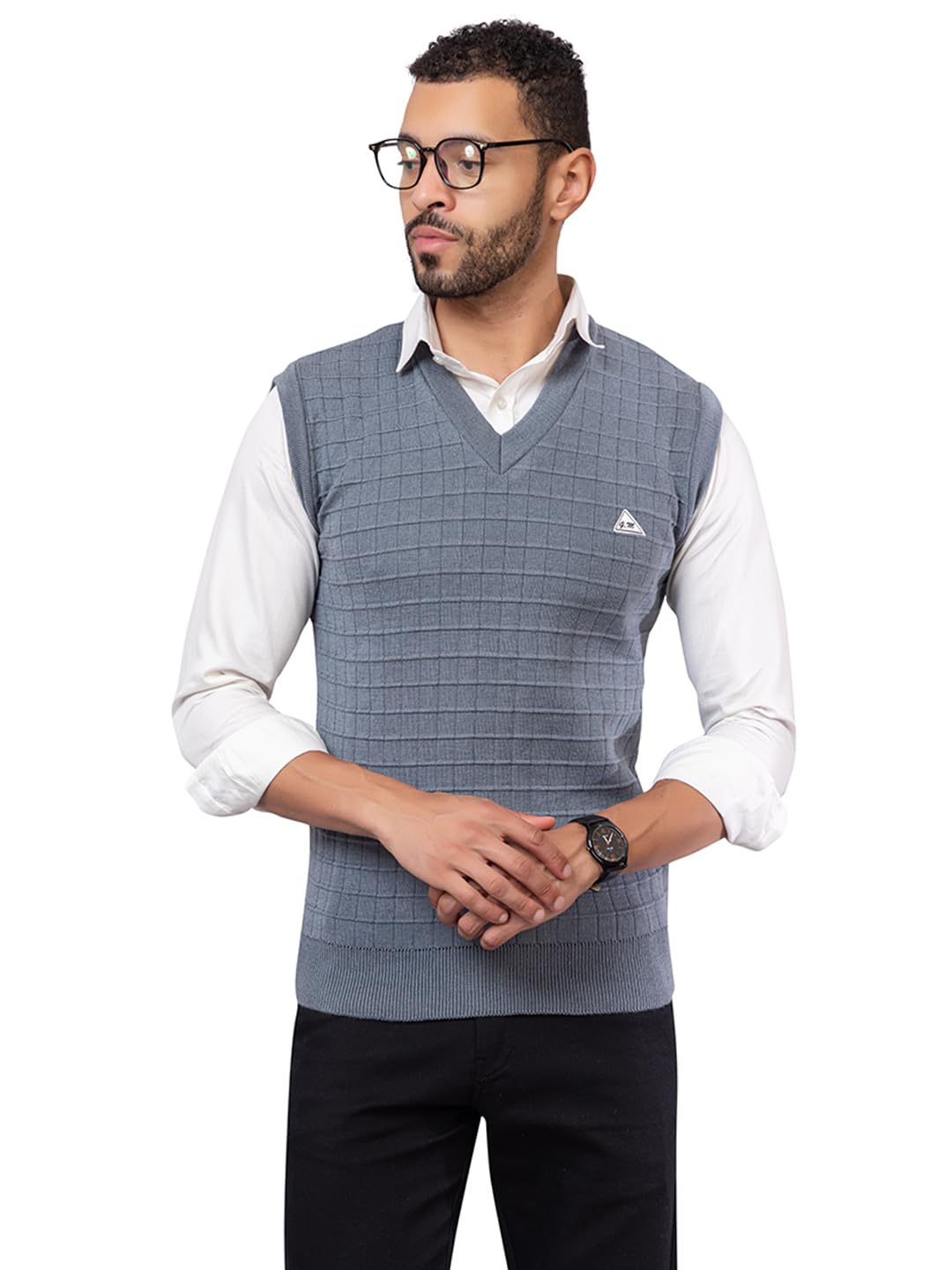 Men’s Sleeveless Knit Sweater Vest – Classic V-Neck Pullover with Textured Pattern | Lightweight Layer for Office, Casual & Travel Wear