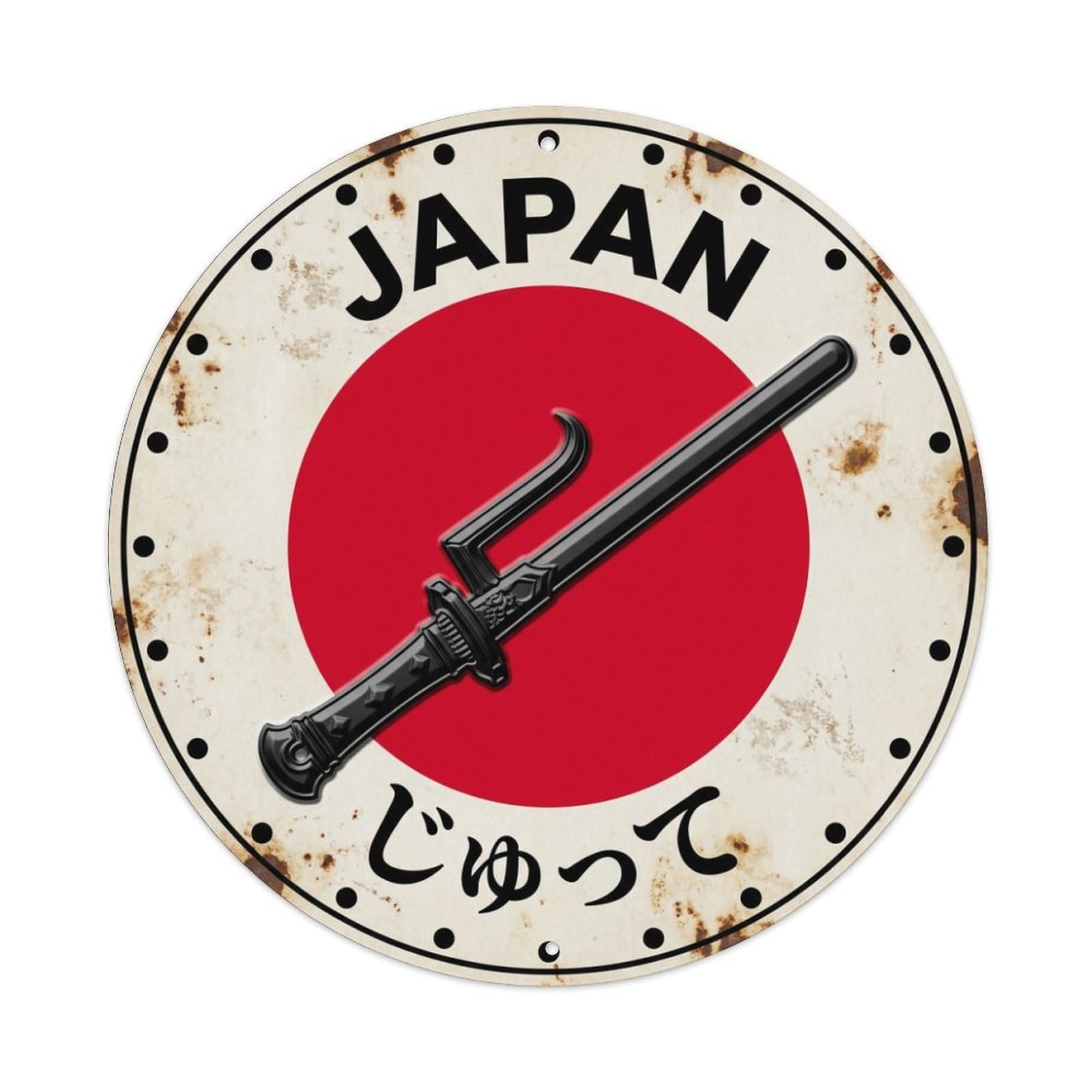 Galvaxio Style Jutte Truncheon Japan Metal Baton Rustic Metal Tin Sign