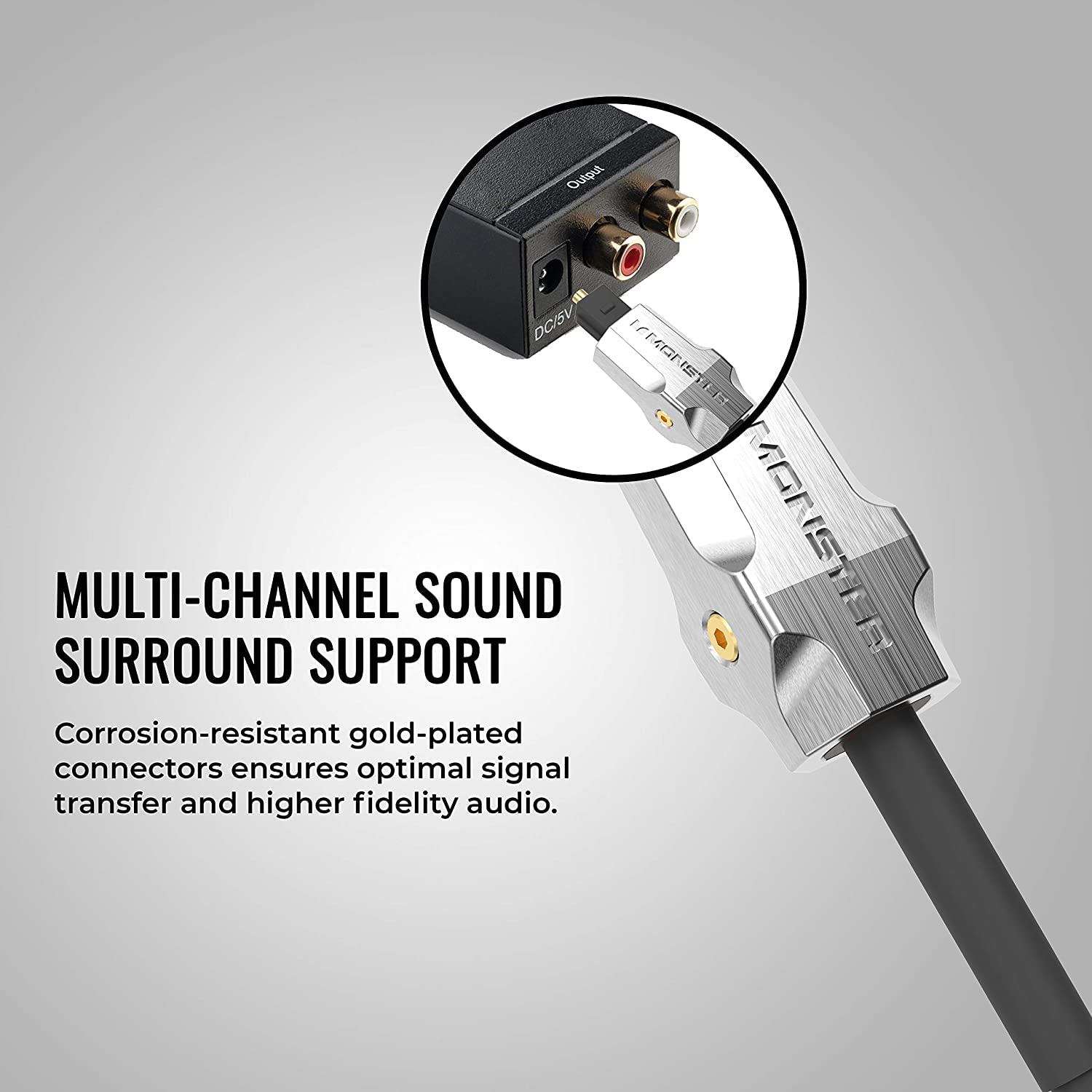 MONSTER Cable de fibra óptica M1000 3M, cable de fibra óptica, sonido envolvente, cable de audio digital, transmisión de señal óptima, cable para cine en casa, amplificador, consolas de juegos,