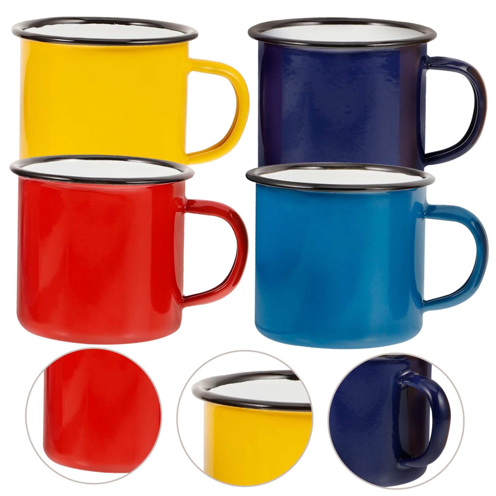 4stücke Kaffeebecher Emaille Retro-design Trinkbecher Für Heiße Und Kalte Getränke Geeignet Für Camping Zuhause Und Büro Emaille-tasse Mit Henkel