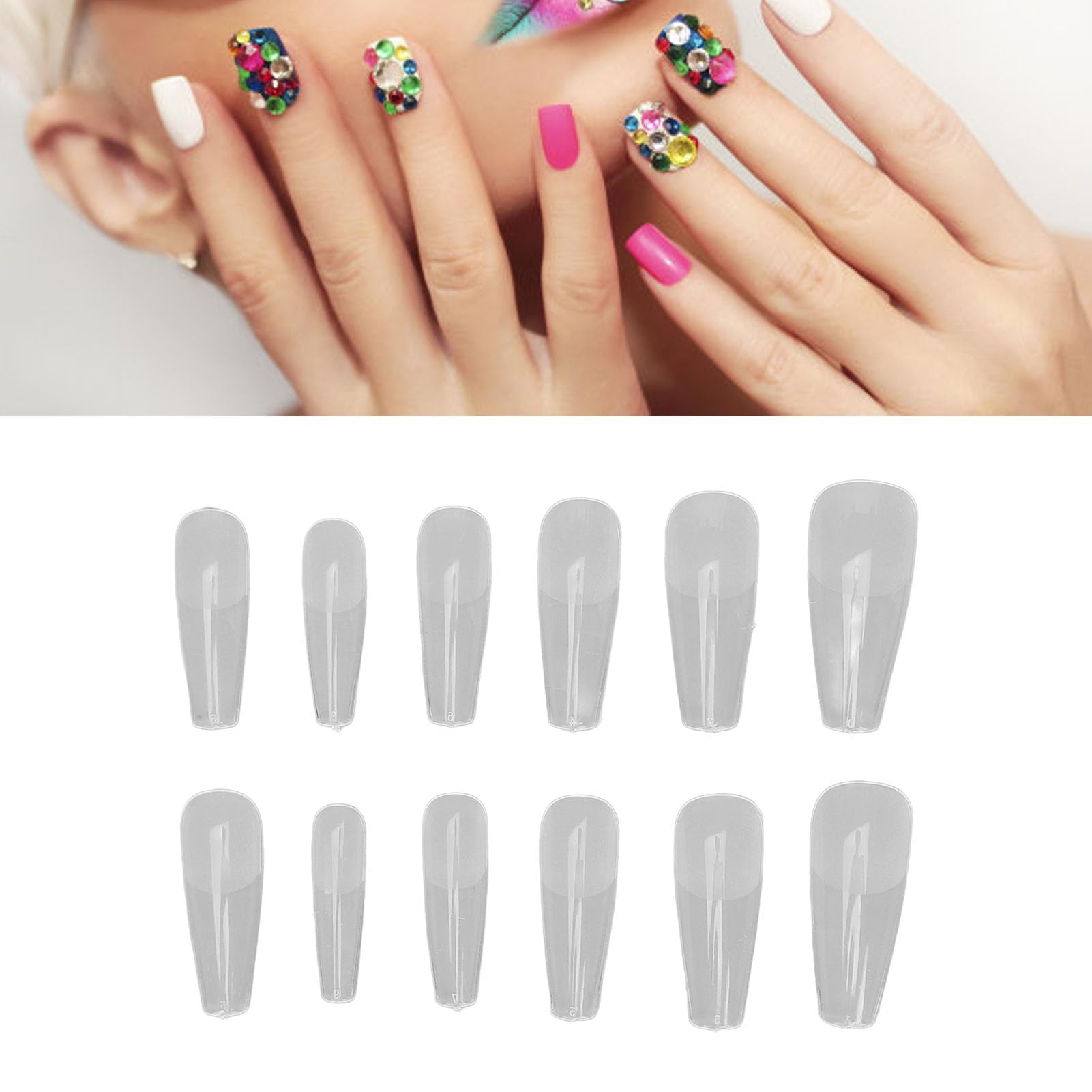 Amazon | 付け爪のヒント、 マルチサイズ超薄型504個ネイルチップ半