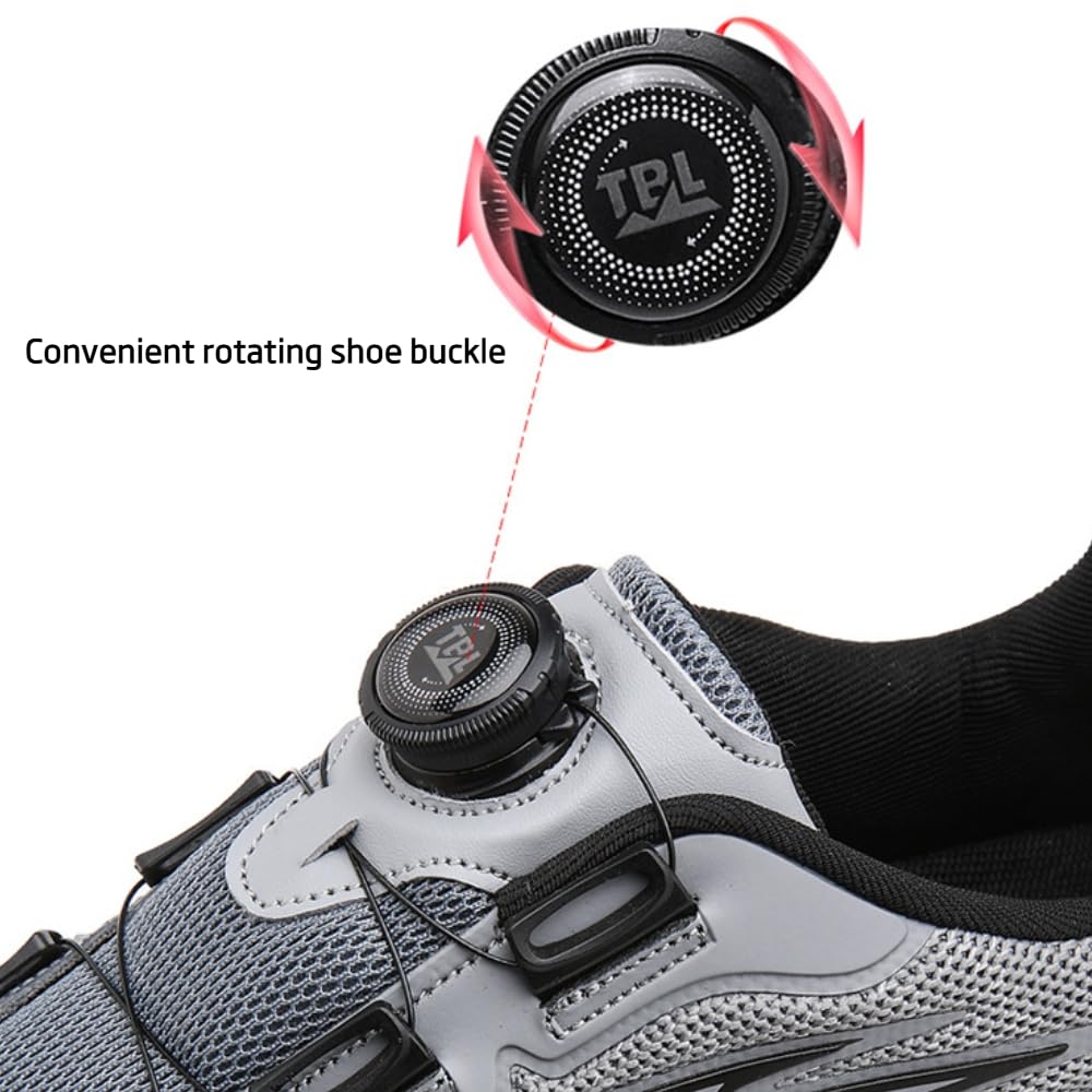 Scarpe da Ciclismo da Uomo E da Donna Scarpe da Ciclismo su Strada Traspiranti E Antiscivolo con Chiusura A Lacci Rotanti per Allenamento Indoor, su Strada E Mountain Bike