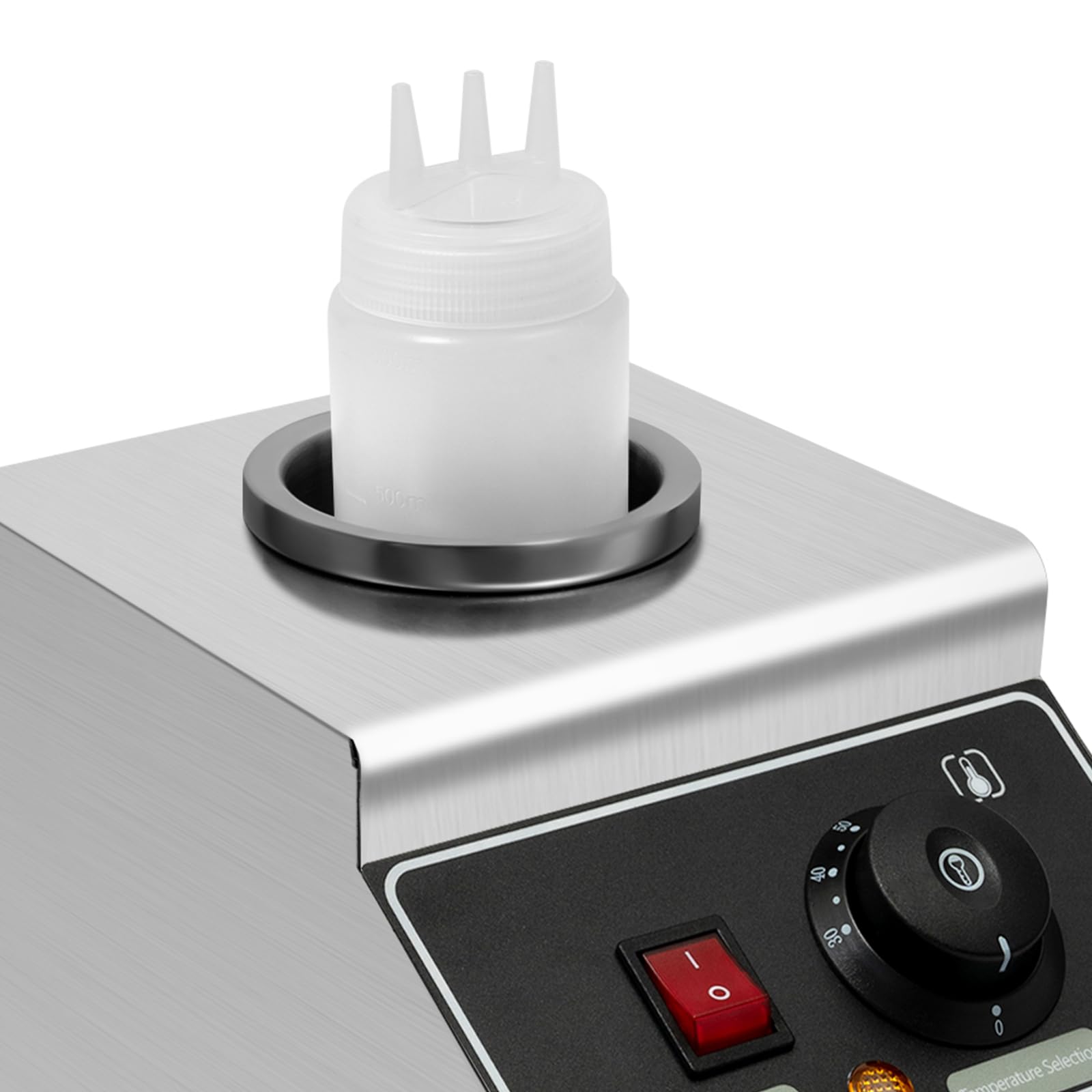 Distributeur de sauce électrique en acier inoxydable 80 W avec bouteilles de 650 ml, outils chauffants pour confiture pour restaurant, usage domestique 17 x 25 x 23 cm