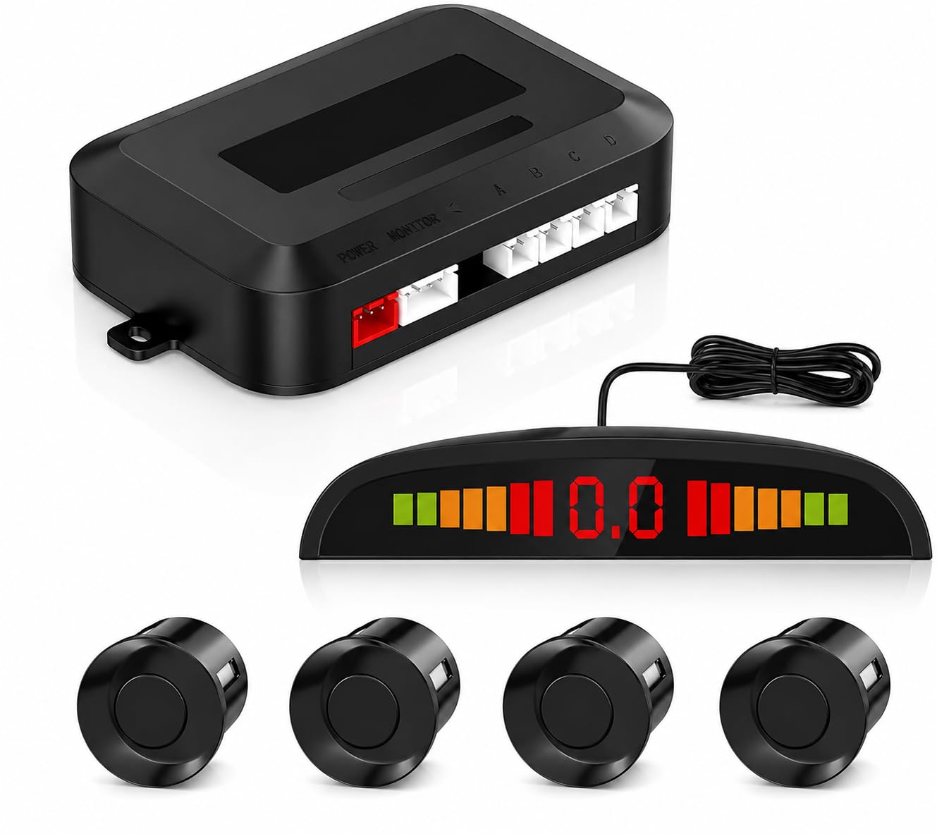 Drivon Car Black Reverse Parking Sensor with LED Display Buzzer and Control Box Radar Beep Sound Alert System Auto Object Detector Compatible Universal for all Cars-image-26