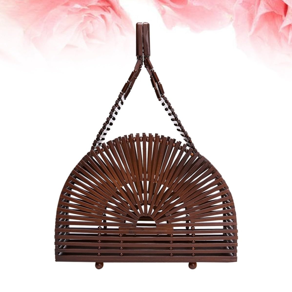 Gatuida Bolso de Bambú Tejido a Mano Color Caqui Semicircular para Playa de Verano Diseño Único y Estilo Elegante para Mujer Color Aleatorio