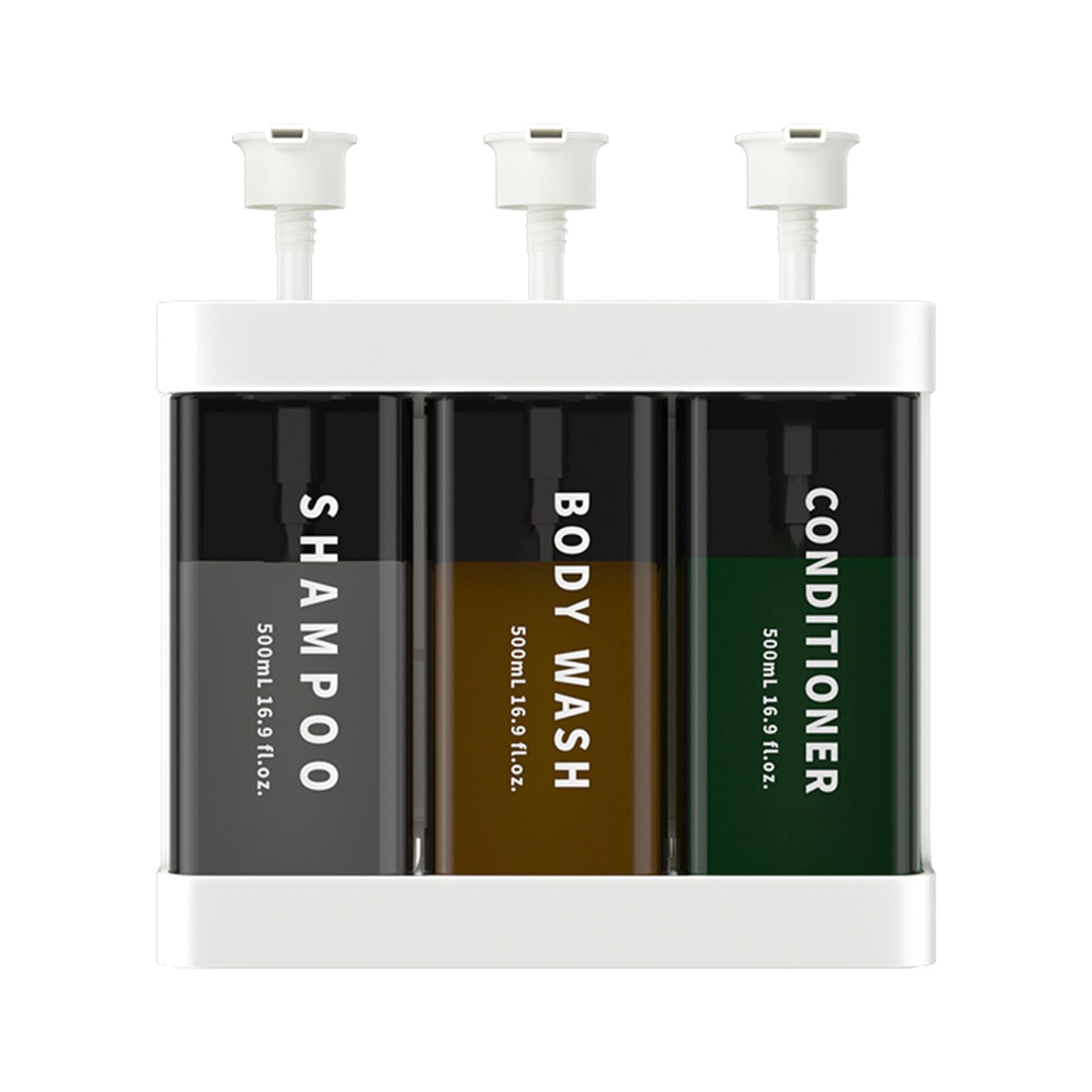 Ejoyous Dispenser di Sapone per Shampoo, Materiale ABS, 3 Camere da 1500 Ml, Montaggio a Parete per Bagno e Hotel (WHITE)