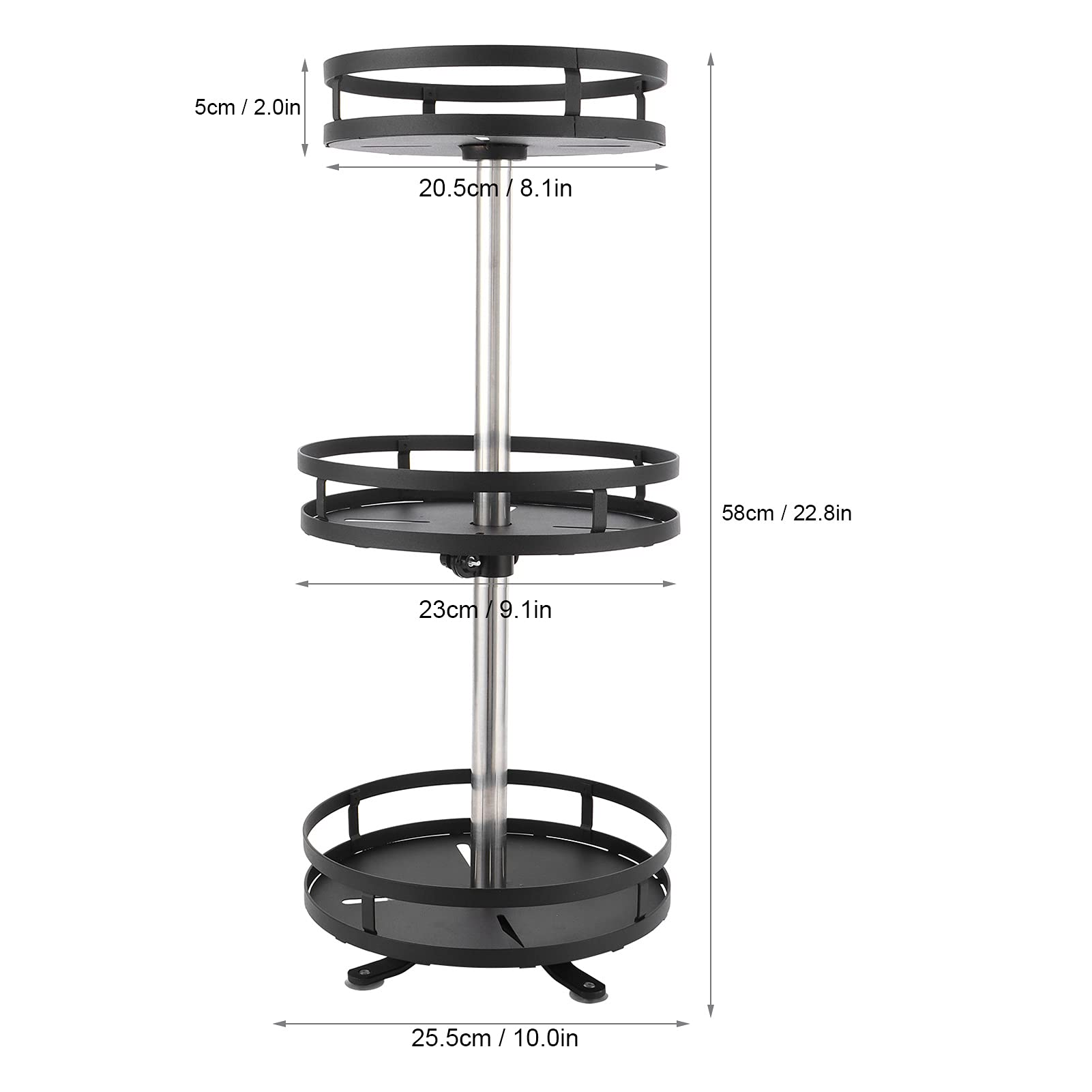 Alvinlite 3-stufiger Lazy Susan Drehtisch-Schrank-Organizer, 360 Grad Drehbares Gewürzregal