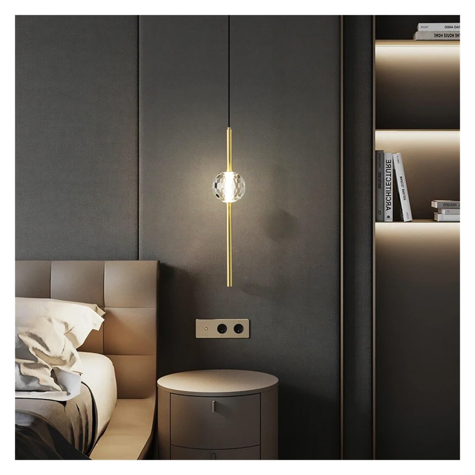 ZTCHSENZT Copper Pendant Chandelier LED 3 Colors Brass Gold Hanging Lights with Crystal for Modern Home Bedroom,3 Colors-8 * 38cm