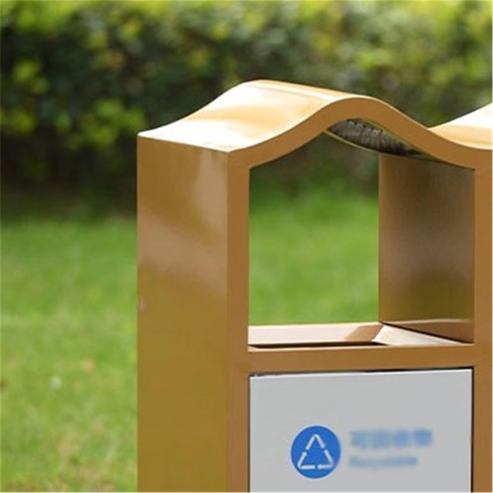 Papelera de Reciclaje Bote de Basura de Calle de Cubo de Basura de Doble Barril al Aire Libre
