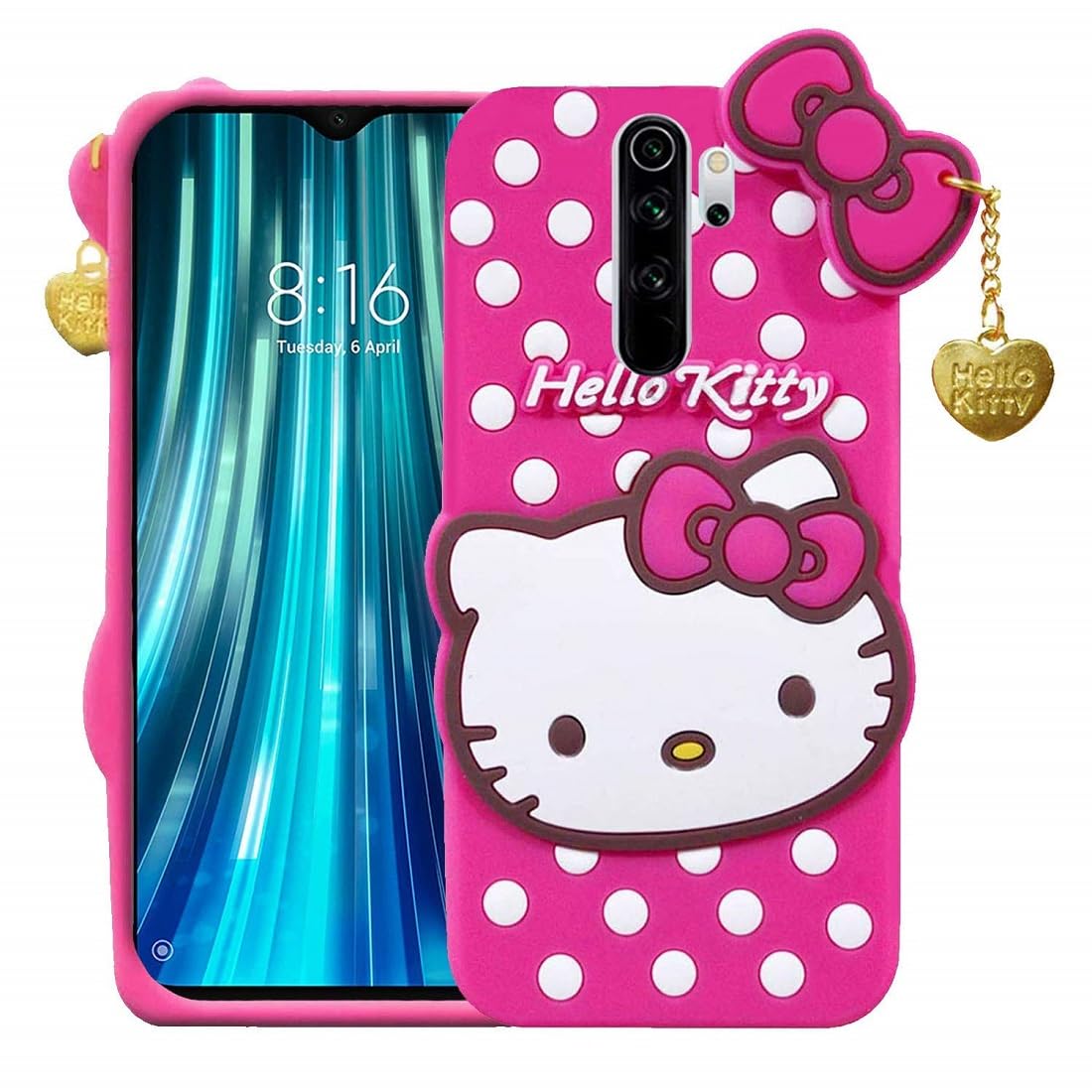 COVERNEW Rubber Kitty with Cat Eye Latkan Case Back Cove for Mi REDMI Note 8 PRO - Dark Pink