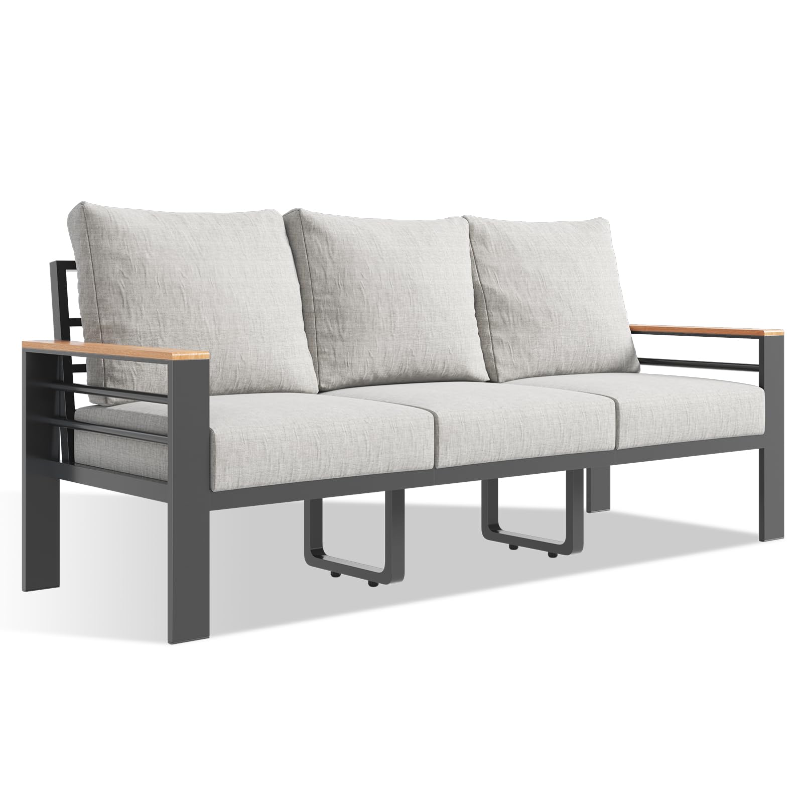 Aoxun Aluminum Patio Furniture Set 3 Seats, Grey
