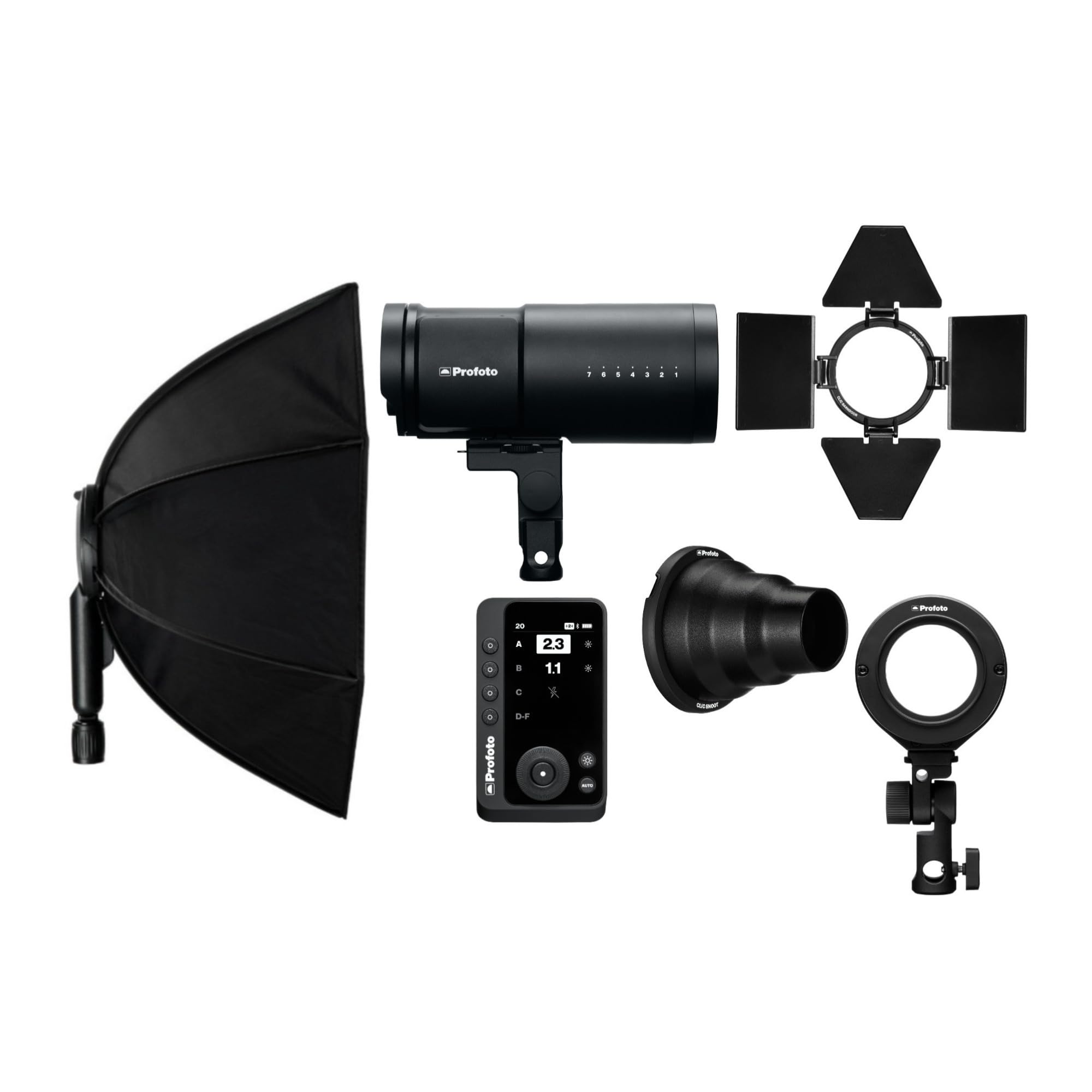 Profoto B10X Plus Off-Camera Flash and Continuous Light Bundle with Clic Softbox Octa, Connect Pro Wireless Transmitter for Sony, Clic OCF Adapter II, Clic Barndoor, and Clic Snoota (6 Items)
