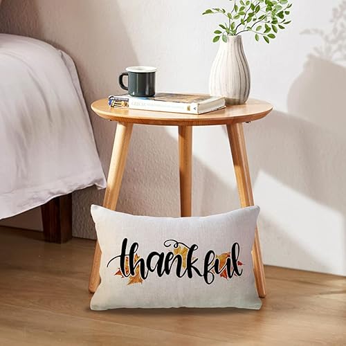 Miniatura 3 de ULOVE LOVE YOURSELF Autumn Blessings Thankful - Juego de 2 fundas de almohada decorativas de otoño y otoño con hojas de arce para casa de campo,