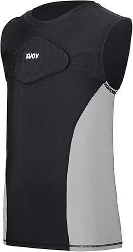 TIAXU TIAXU Camisa de compresión acolchada para niños y jóvenes, chaleco protector para el pecho, espalda y corazón, protector para fútbol, béisbol,