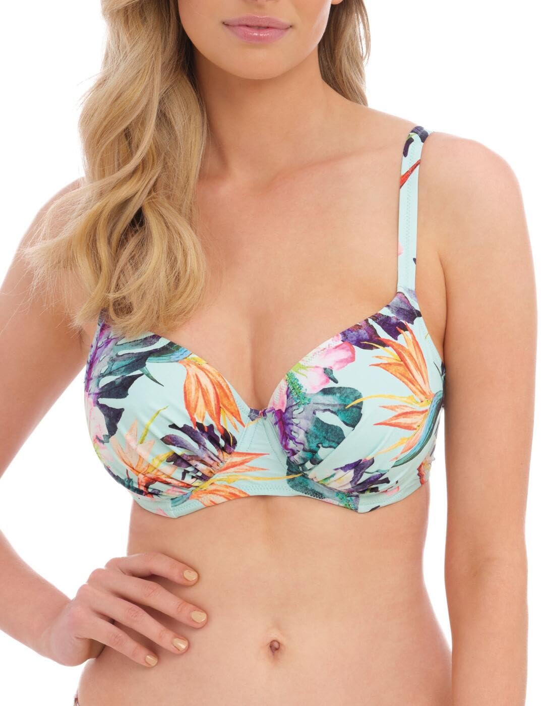 Fantasie Women's Paradiso Underwire Gathered Full Cup Bikini Top, Soft Mint, 42E