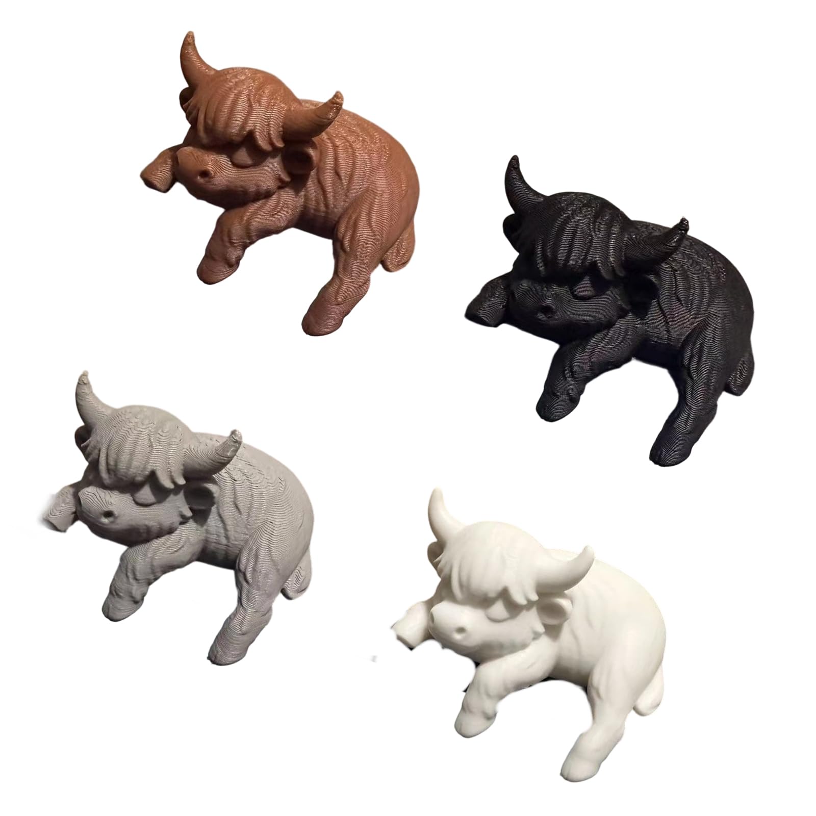 JAMIEKA Resin Highlands Cow Figurine Computer Monitor Decors Highlands Cow Statue Table Ornament Mascots for Home Decors Figurine