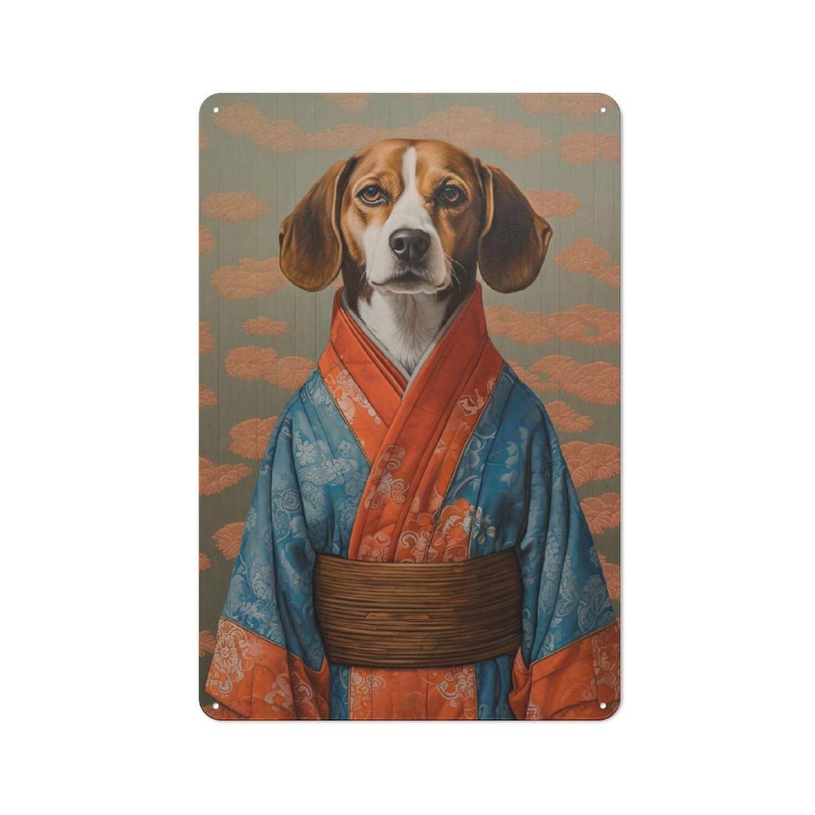 Junmoney Style-16 Bistro Style Beagle Geisha Tin Wall Sign 30X20cm, Shop Wall Decor For Takeaway, Bar, Kitchen Or Counter Area
