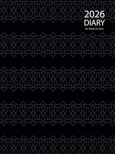 2026 Diary A4 Week to View: Planner from January 2026 to December 2026, 12 Months Diary, Black Cover