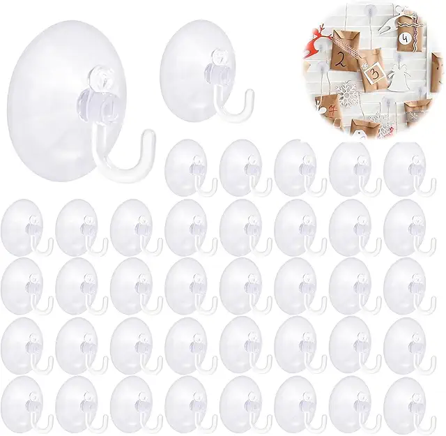 Lot de 40 Crochets à Ventouse Transparents pour Décorations et Articles Ménagers