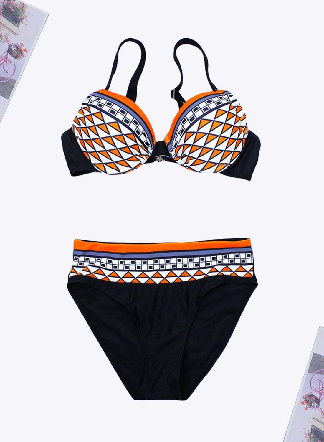 Damski strój kąpielowy w stylu vintage, dwuczęściowy, elegancki wyszczuplający, push-up, plemienne bikini, zestaw bikini