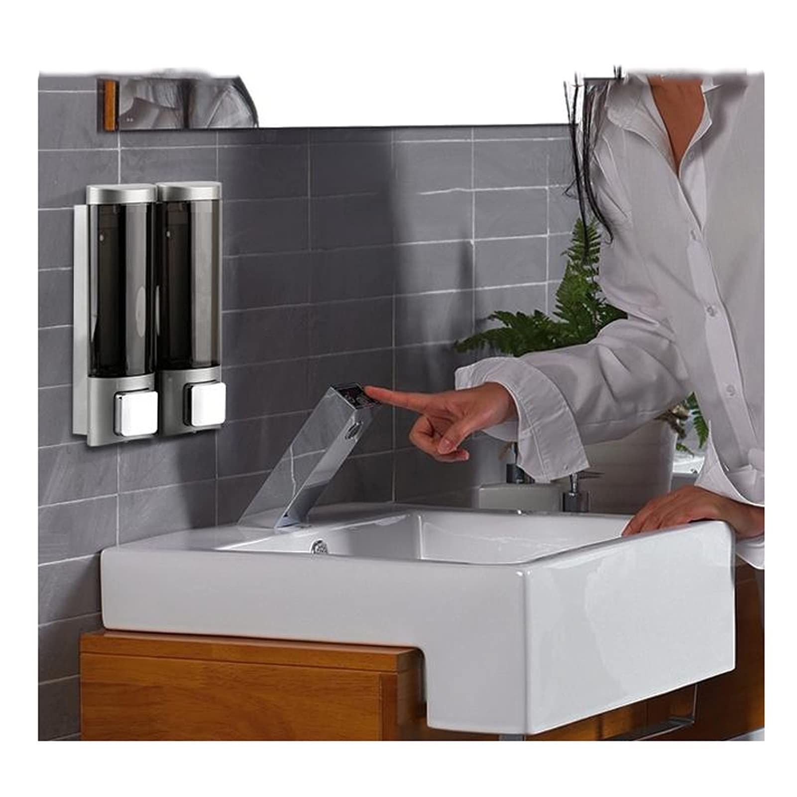 dispenser sapone/Dosatori per sapone liquido Premere manualmente il distributore di sapone a muro Bottiglia schiumante Dispenser SHAMPOO SHAMPOO Dispenser Home Bagno Doppia testa piccola capacità 200m