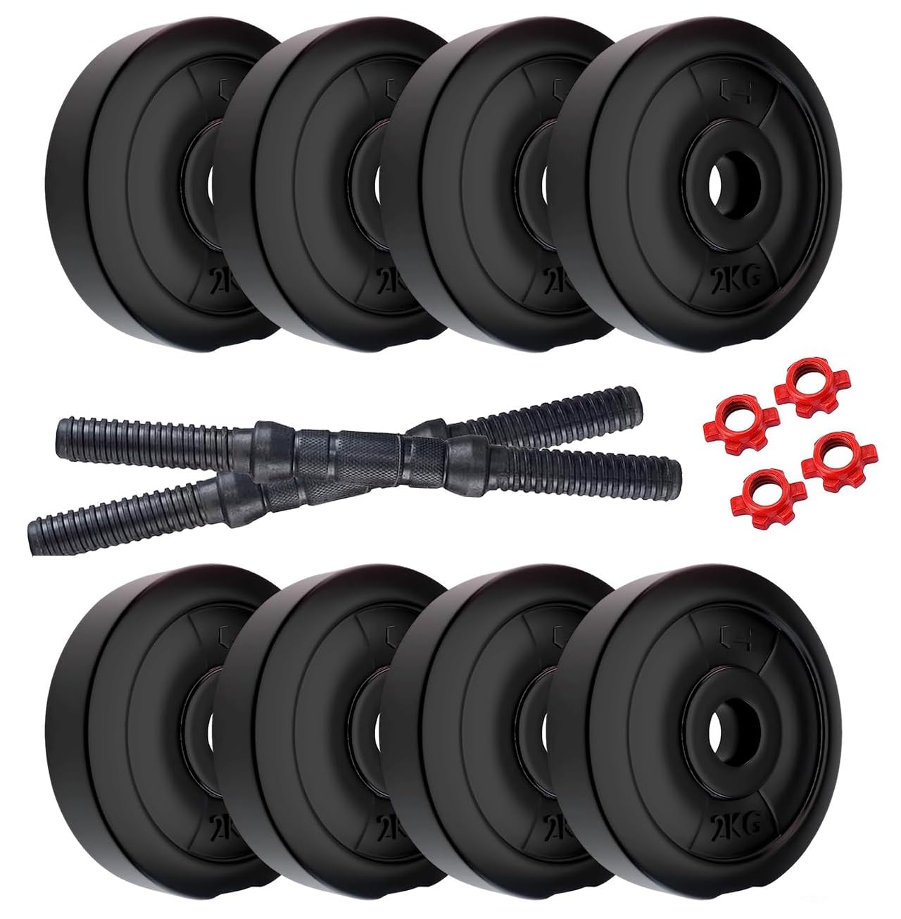 Simran sports PVC Adjustable Dumbbells Set and Fitness Kit for Men and Women Whole Body Workout (18KG SET) Black