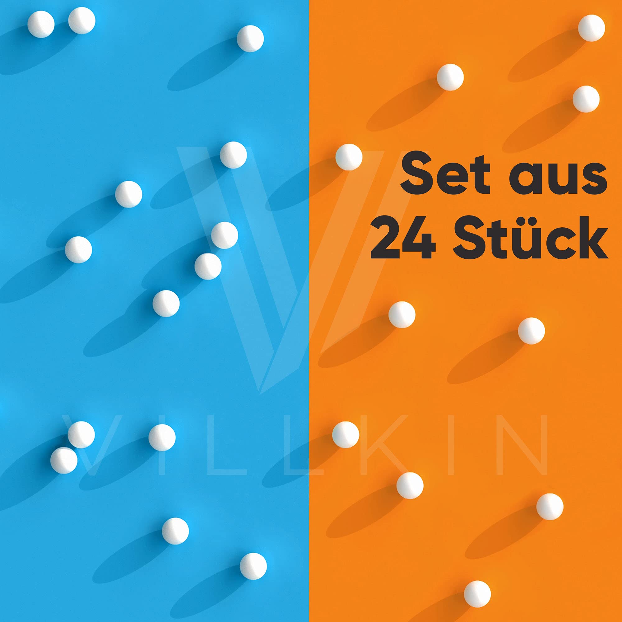 Villkin Pelotas de ping pong de mesa, 24 unidades, duraderas, 40 mm, para tiempo libre y competición