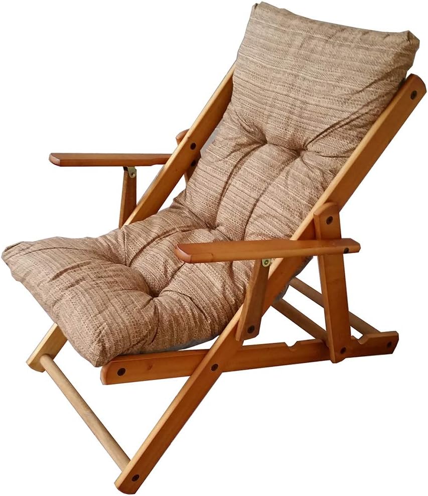 Poltrona Relax Pieghevole Legno - 3 Posizioni Con Cuscino Imbottito - Foto 3