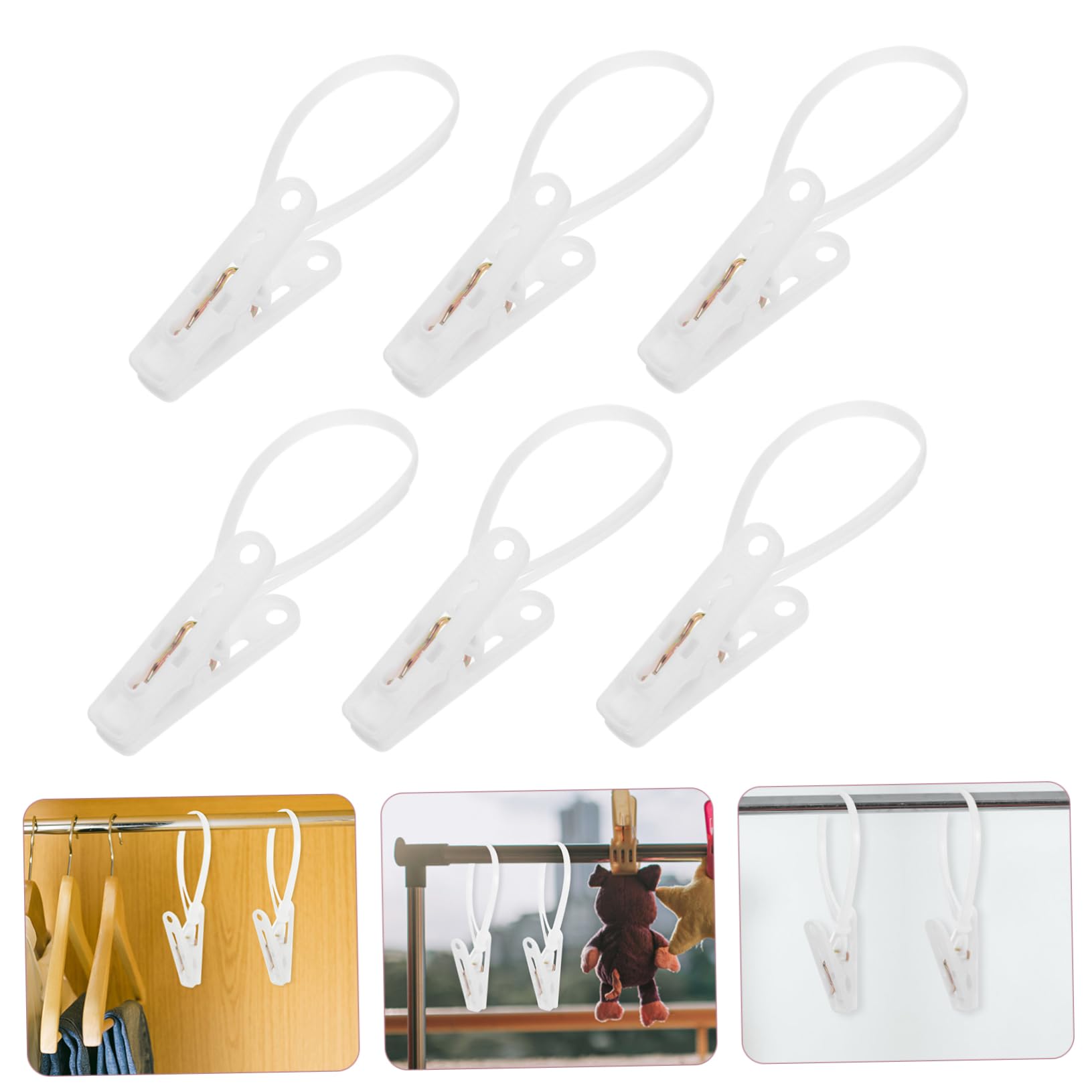 Pinzas para Colgar Ropa Resistentes al Viento 60 de Plástico con Gancho de Cuerda Ligero Fuerte Agarre para Ropa en Balcones y Hogares