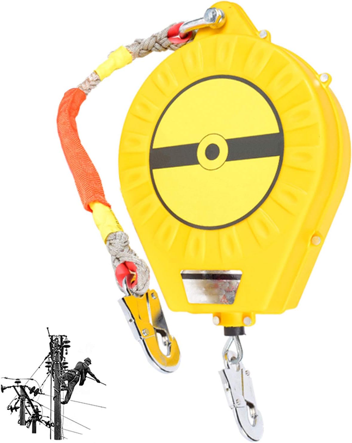 Self Retracting Lifeline Personal Fall Protection, High-Altitude Fall Arrester, Retractable Lanyard Auto Belay Device, Double Lock Structure/Steel Cable/Aluminum Alloy Shell
