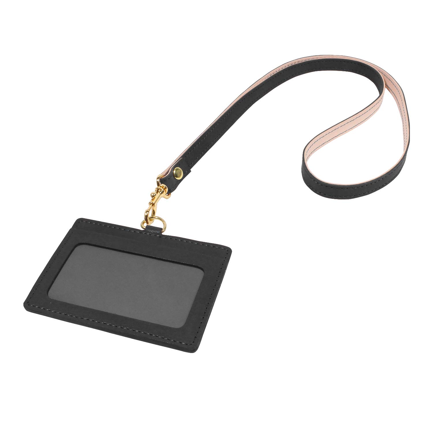 [Leather Himeji Honjin] Genuine Leather ID Case & Strap, Vintage Oil (Black)