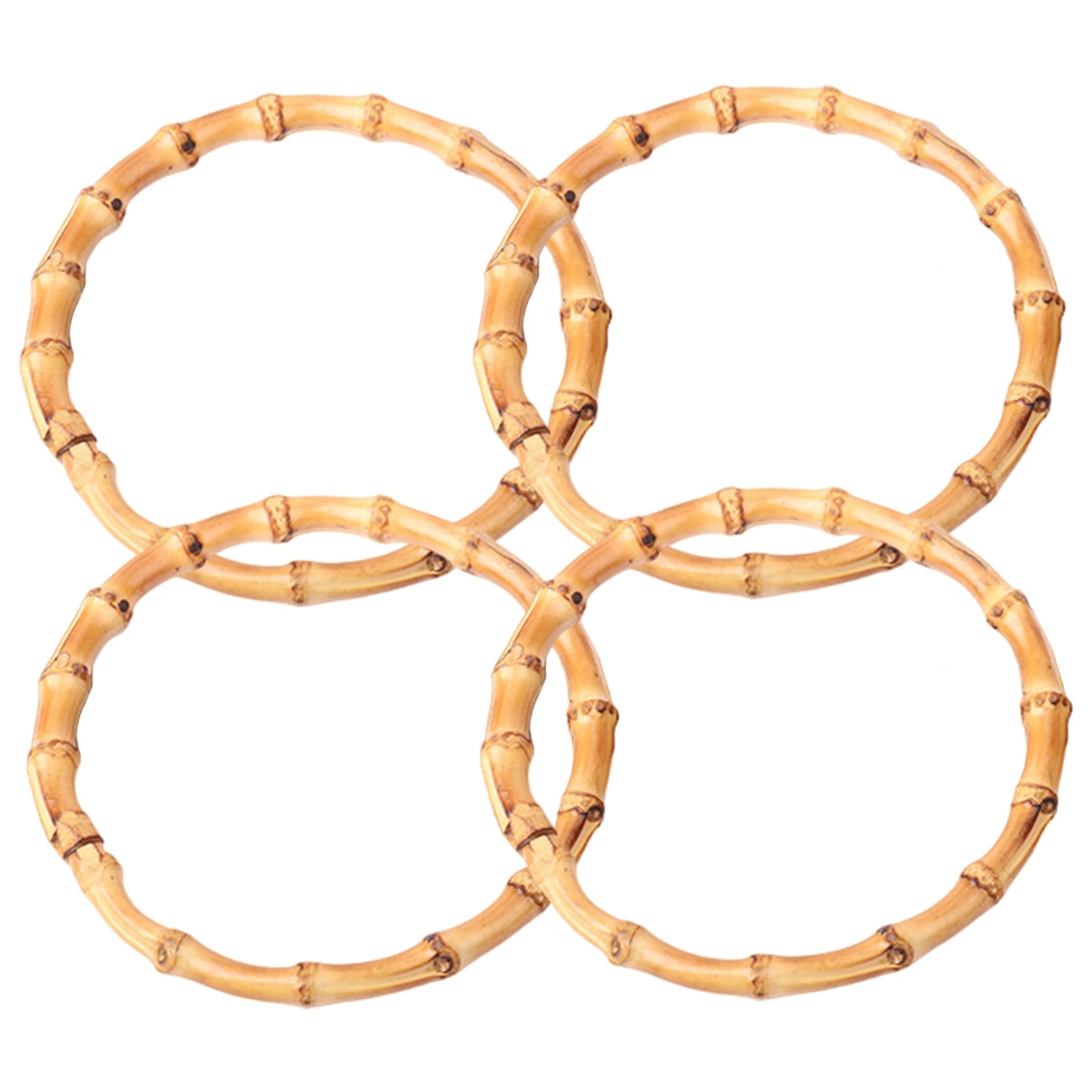 DAGLLGEW 4Pcs Purse Handles for Crochet Bags, Round Bamboo Purse Handles, Fashion Bag Handle Replacements for Bag Beach Handbags Straw Crafting Bamboo Handle