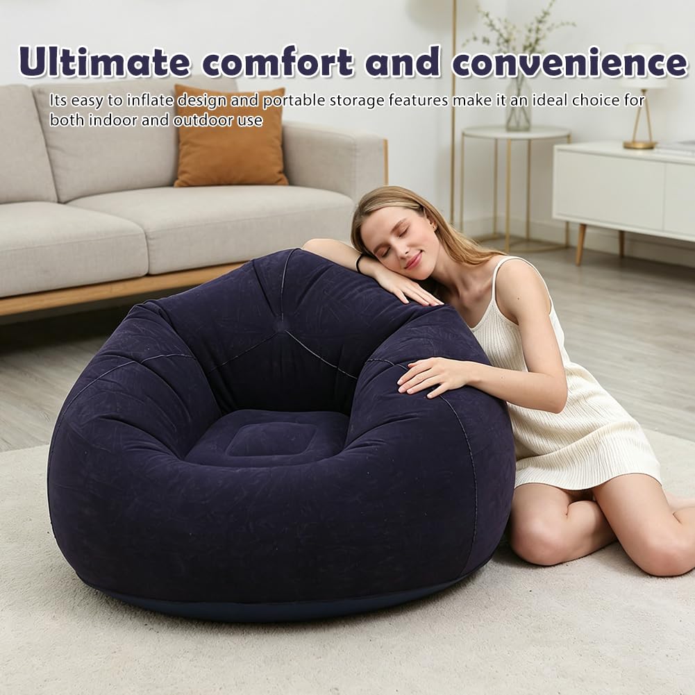 Divano gonfiabile e poltrona, Pouf gonfiabile, Poltrona Sacco Gonfiabile con Pompa Incorporata, poltrona gonfiabile, divano ad aria per esterni, campeggio, piscina e feste in spiaggia (Blu)