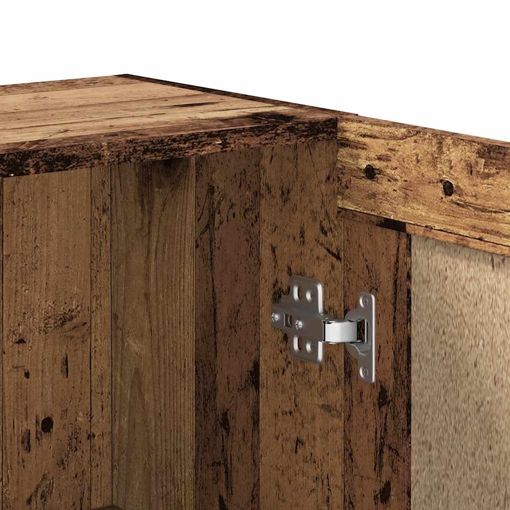 Regał na książki o wyglądzie starego drewna, materiał drewnopochodny, 82,5 x 30,5 x 80 cm, z 2 drzwiami, do salonu, biura, pokoju dziecięcego, uniwersalny regał stojący jako ścianka działowa i