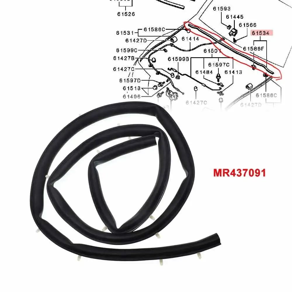 Sello De Goma For Capó, Burlete For Mitsubishi Pajero Montero III 2000-2006 V63V73 V75 MR437091 MR437092 MR437095 Recambio (Color : 3pcs)