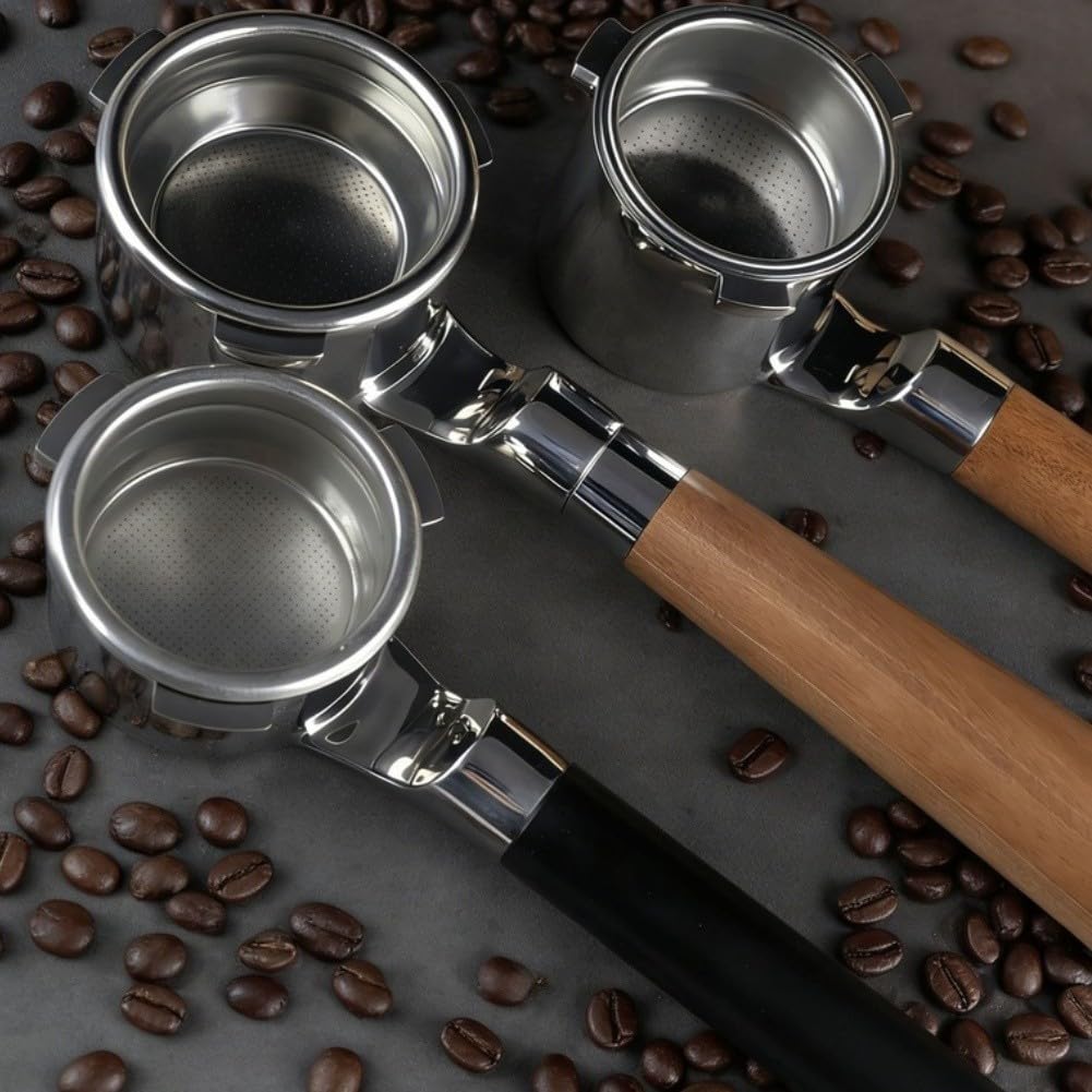 Portafiltro de repuesto de acero inoxidable de 51 mm con cesta de filtro para cafeteras espresso EC9335 EC9665 EC9155 EC9865 EC9355 Diseño desmontable Plata