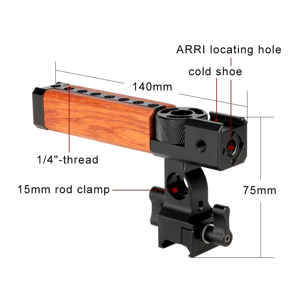 NICEYRIG Camera Maniglia di NATO con 15mm Morsetto Asta Cold Shoe con Foro di Posizionamento per Standard per Fotocamere Gabbie