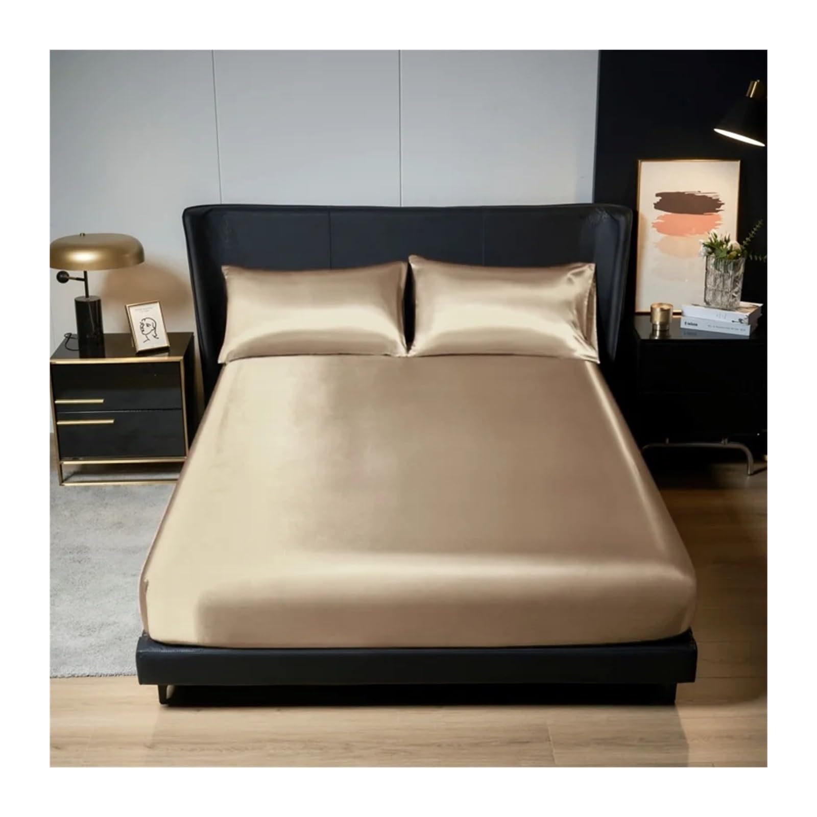 Sabanas Seda Sábana Ajustable de poliéster Satinado (sin Funda de Almohada), Banda elástica Alrededor de la Funda del colchón.(SD-1s-xiang Bin,120x200cm)