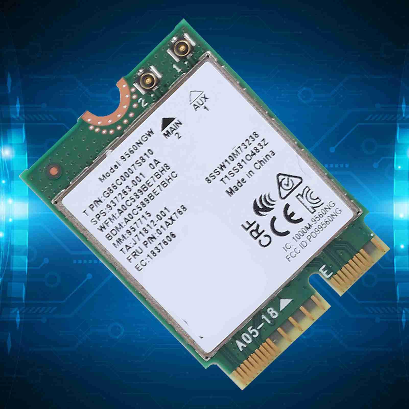 Karta sieciowa WLAN, karta PCIe bezprzewodowa dwuzakresowa karta 2.4 G + 5 G PCI-E Express, 1,73 Gb/s Bluetooth 5.0 + Wi-Fi NGFF Bezprzewodowa karta Wi-Fi dla 9560AC 9560NGW