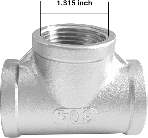 Miniatura 7 de Montaje de tubería en T de acero inoxidable 18 "x 18" x 18 "NPT Roscado hembra en forma de T Acoplamiento 3PCS