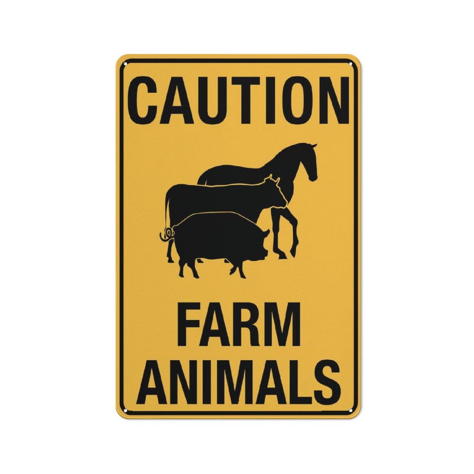 peiyeety Caution Farm Animals Sign 12X8 Inch Tin Sign Great for Garden and Yard Wall Decor
