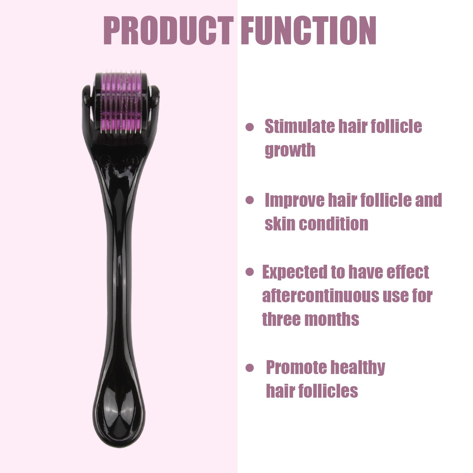 Rodillo Derma Roller con 540 agujas de titanio (1 mm) para microneedling facial, barba y cabello, promueve el crecimiento de la barba, el crecimiento del cabello y reduce las cicatrices para una piel