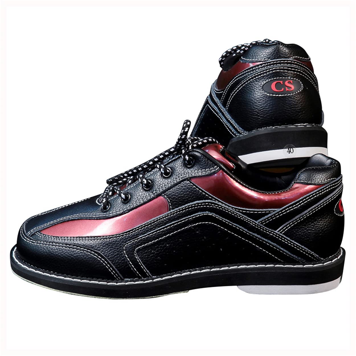 DAMANDO Herren Bowling Schuhe, Leder Schalen Athletic Fitness Schuhe Leichte Atmungsaktive Schalen Schuhe Für Männer