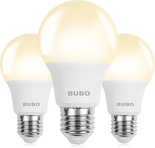 BUBO A19 LED Light Bulbs, 60 Watt Equivalent LED Bulbs, Warm White 3000K, 800 Lumens, E26 Standard Base, Non-Dimmable, 8W Warm White LED Bulbs for Bedroom Living Room Home Office, 3 Pack